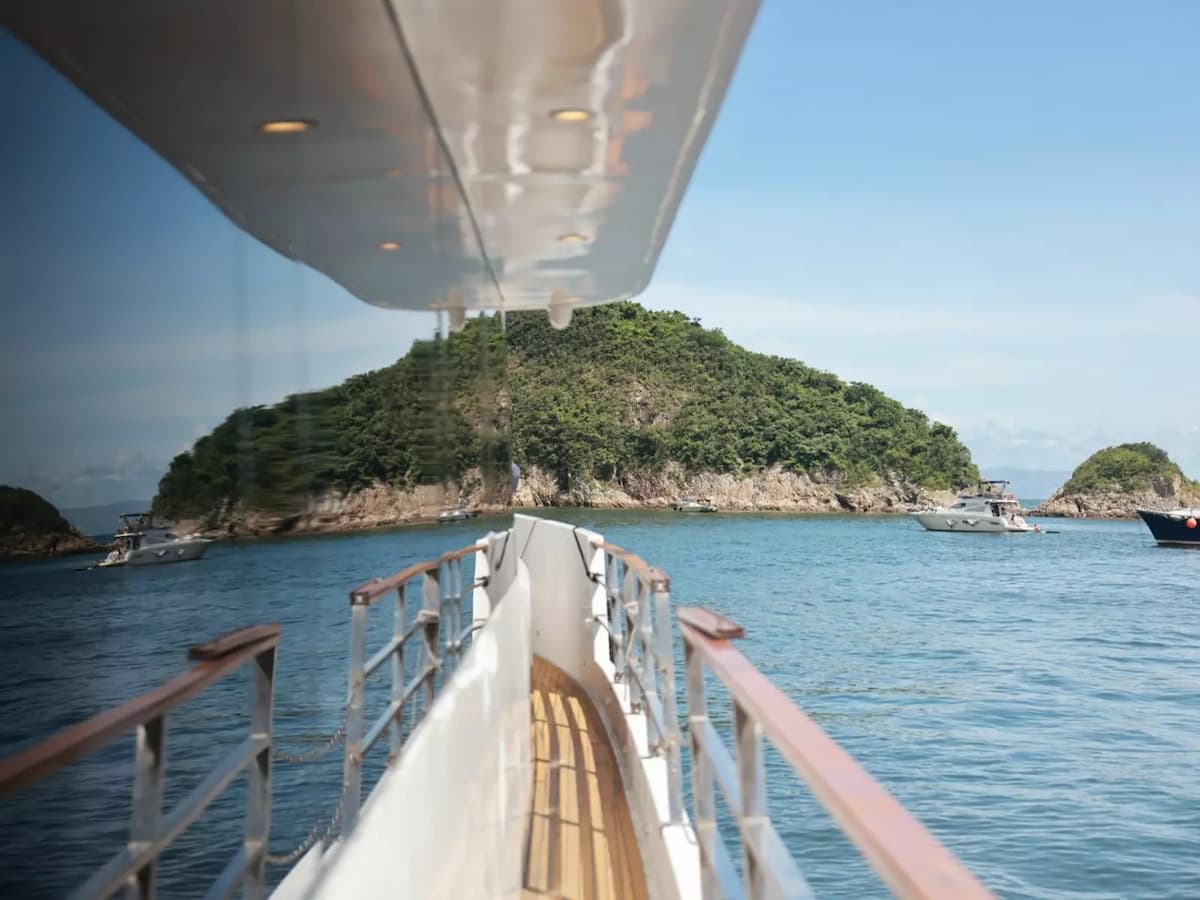 yacht sailing in the sea to the background