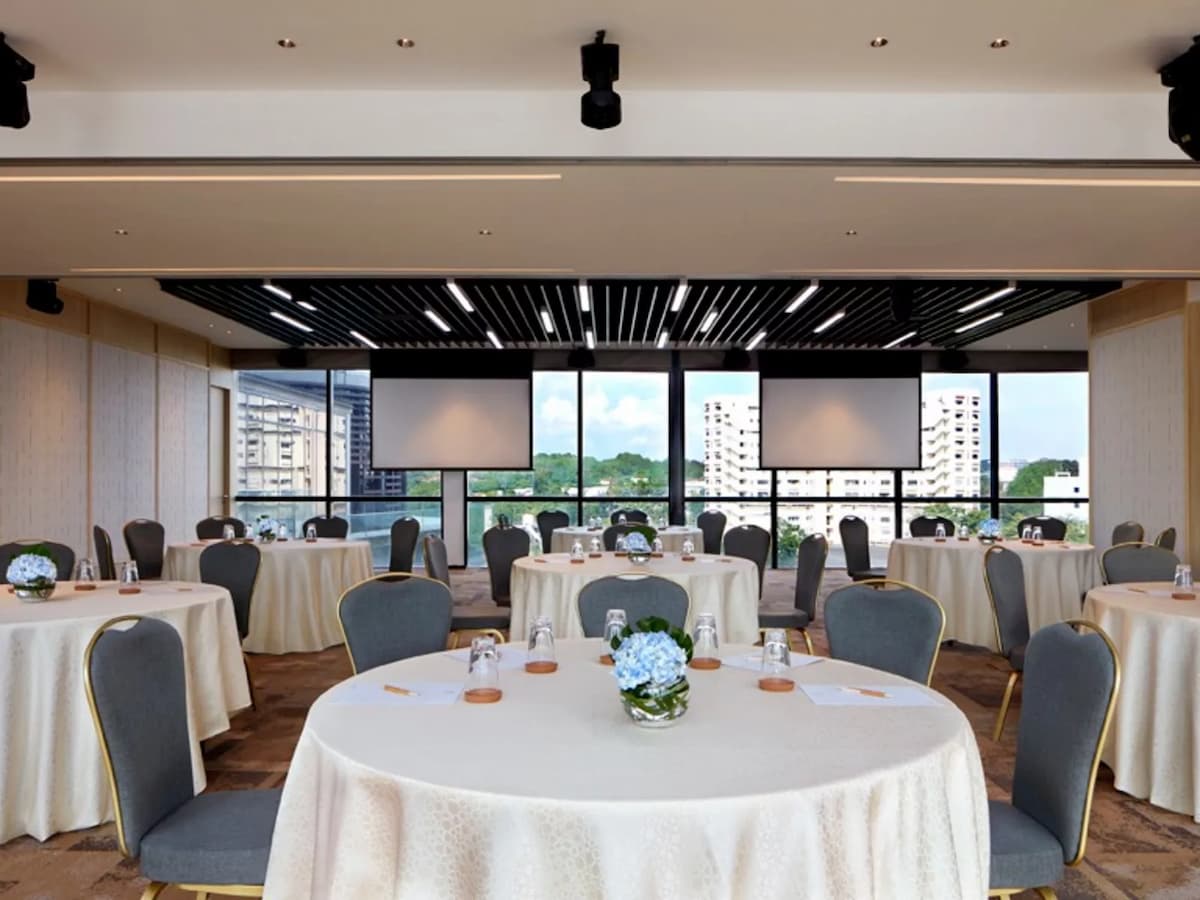 an elegant function hall with tables and chairs