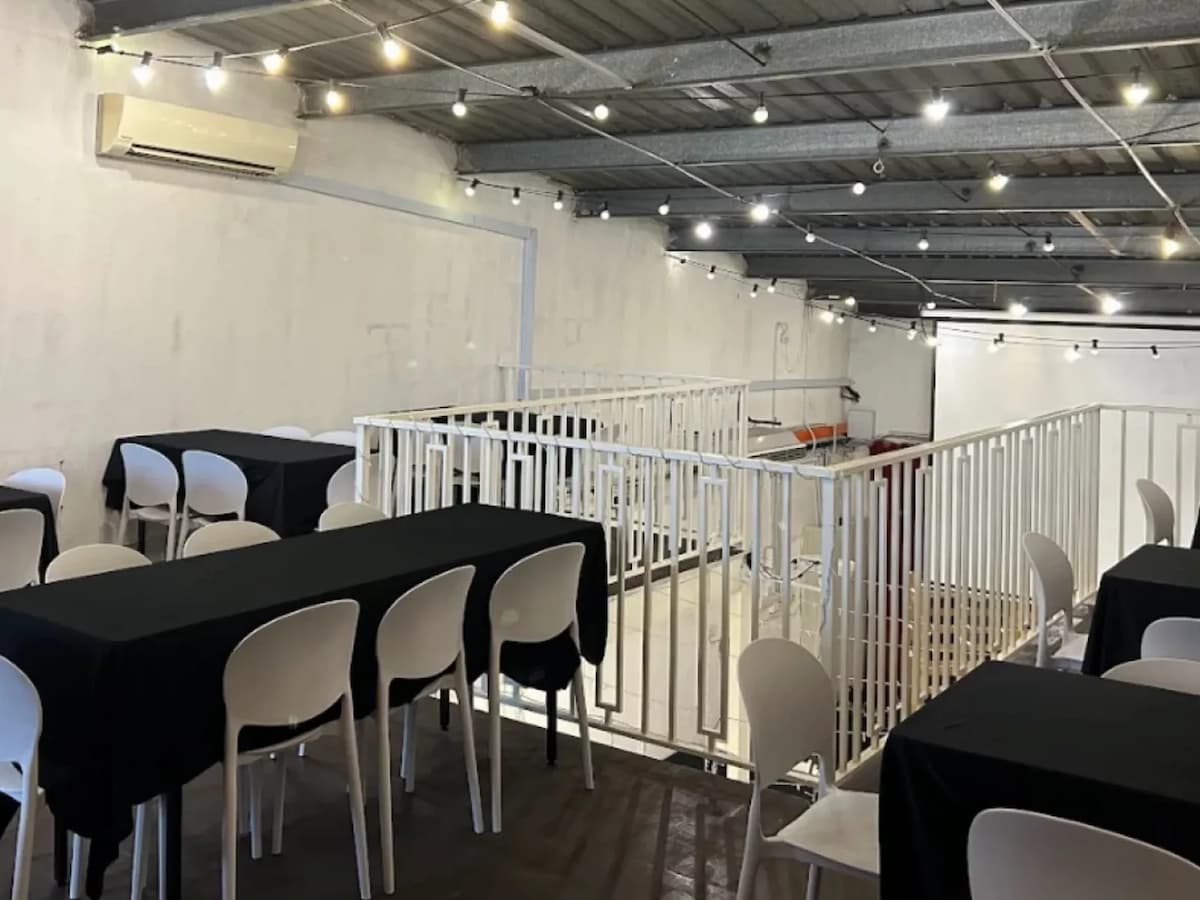 upper level space with tables and chairs