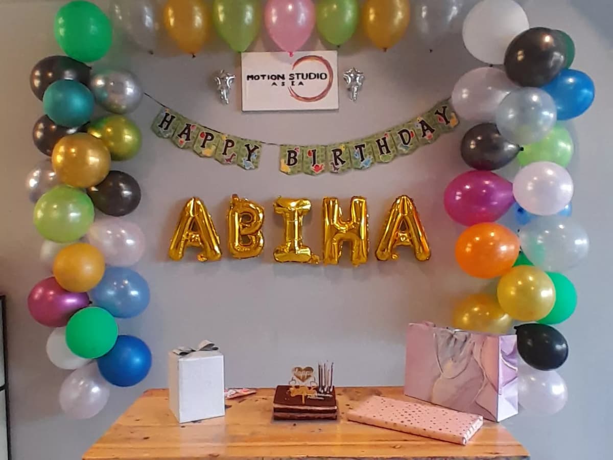 birthday decoration with colorful balloons
