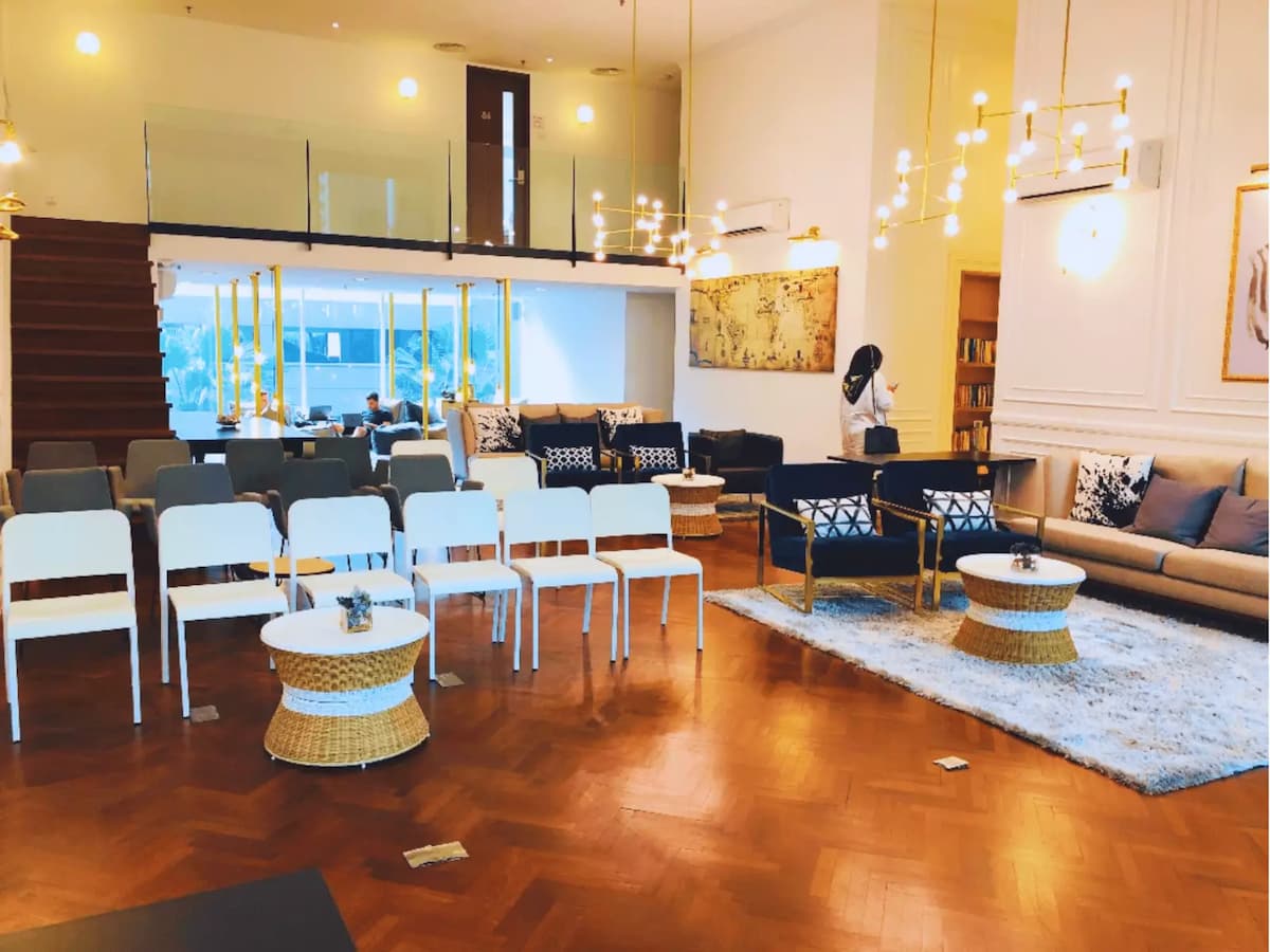 cozy area with various seating