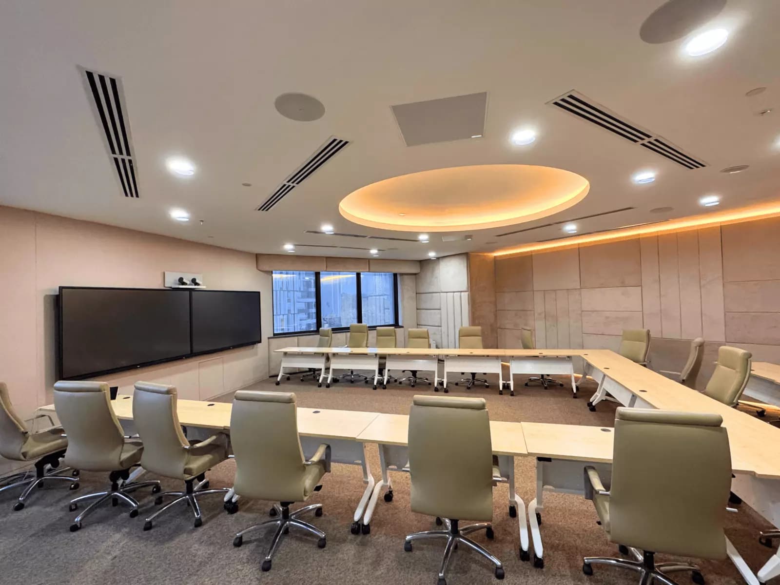 elegant meeting room with 'u' shape tables