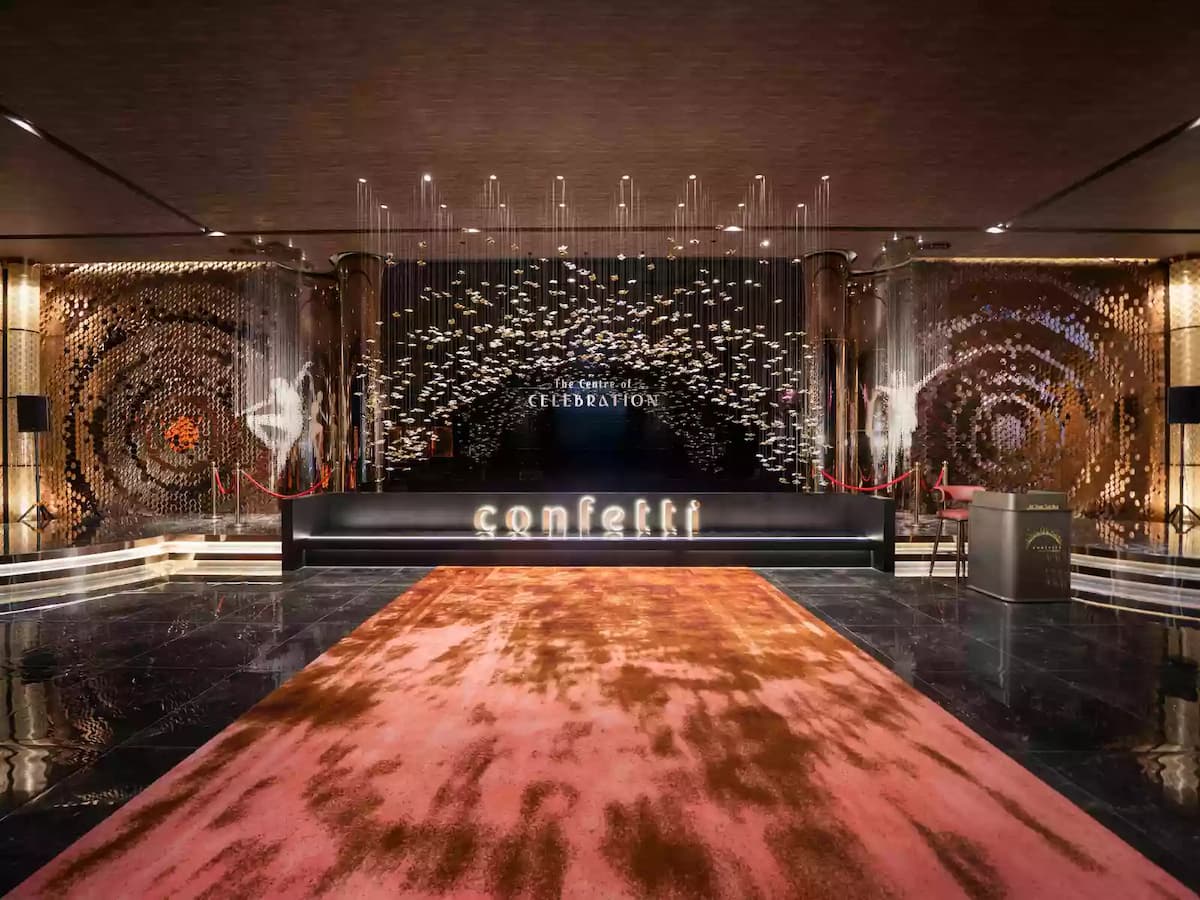 A grand and glamorous lobby entrance to Confetti KL