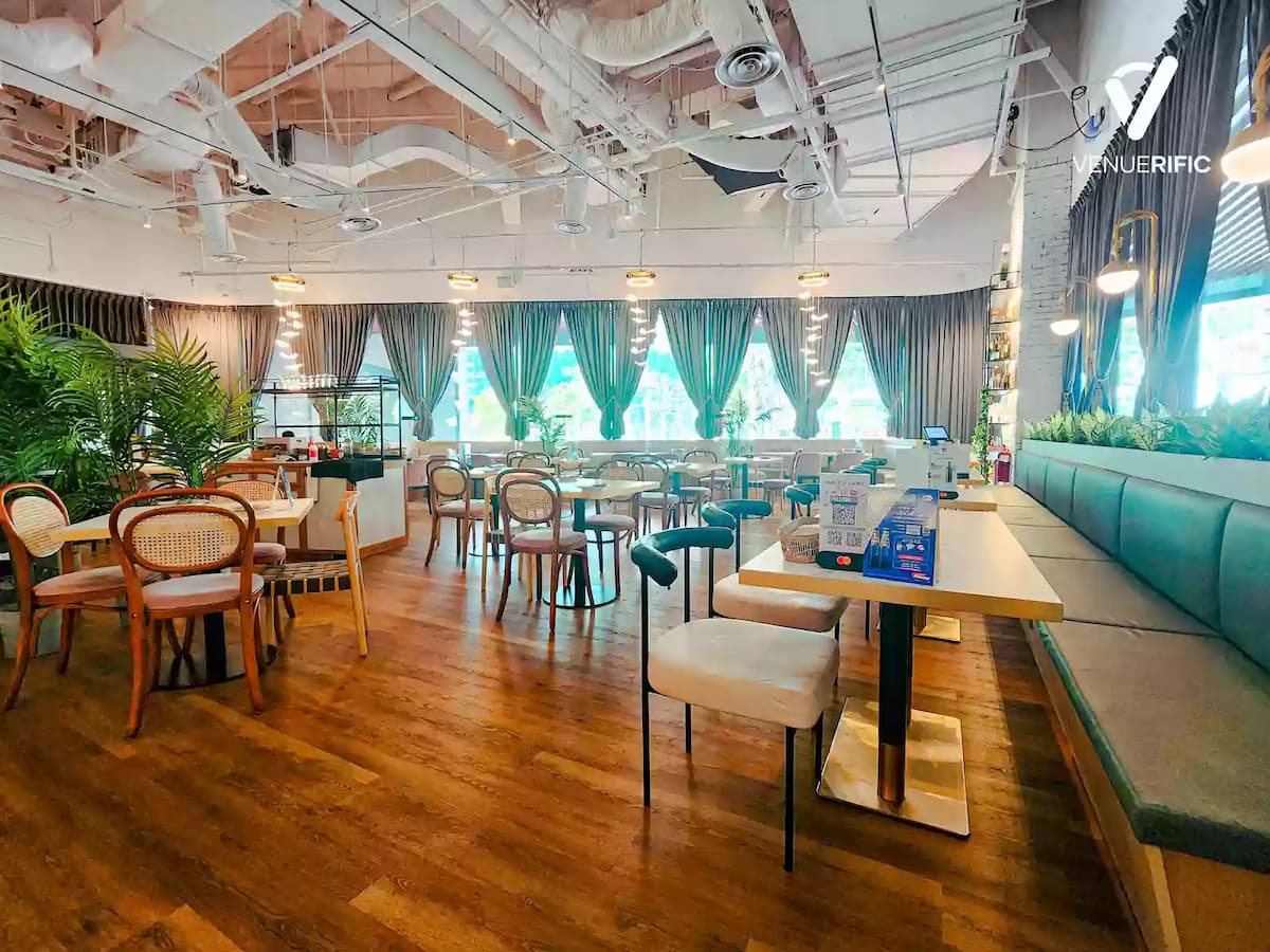 Elegant dining space with cozy seating and warm ambient interiors.