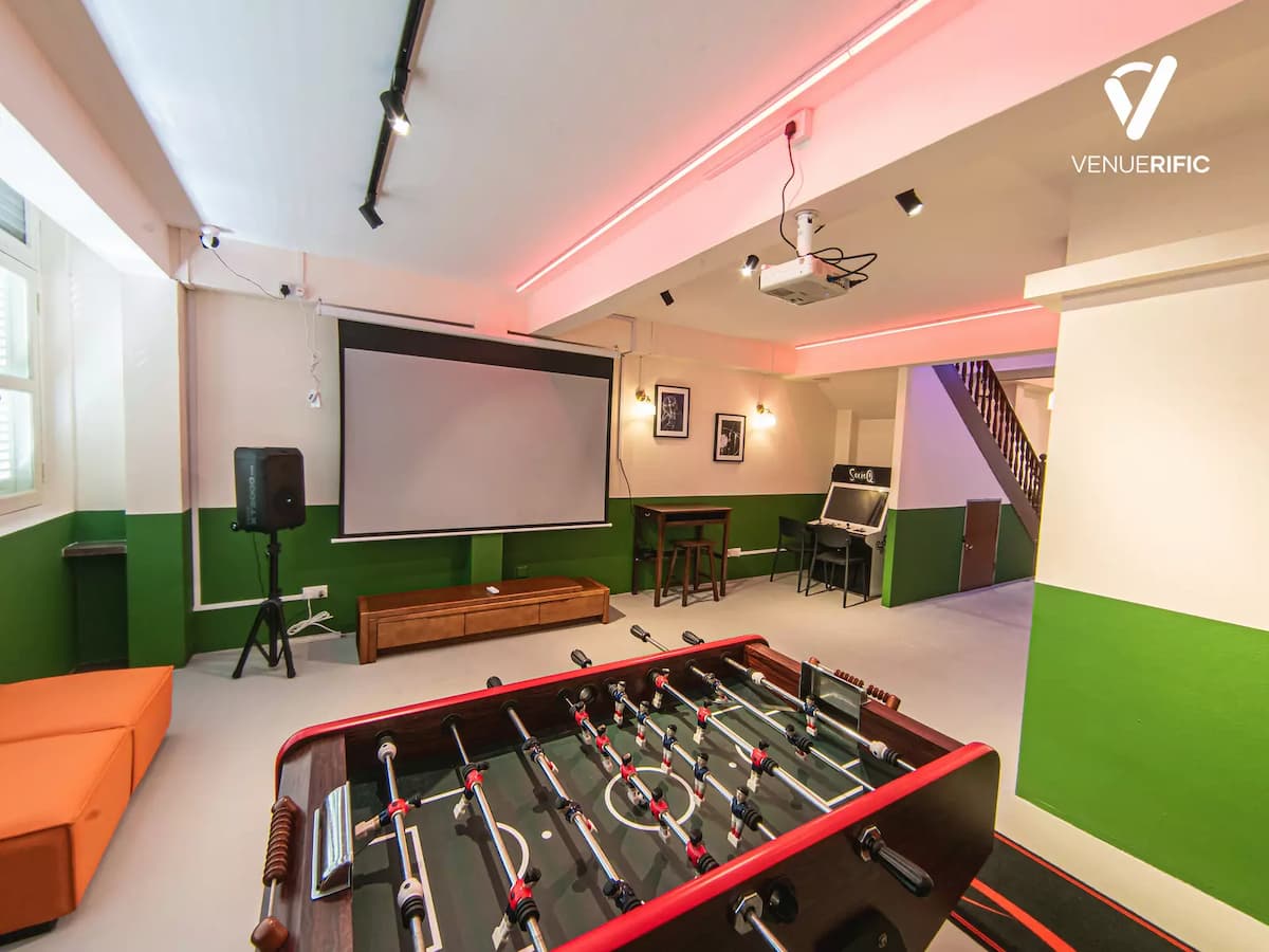 event space with entertainment room