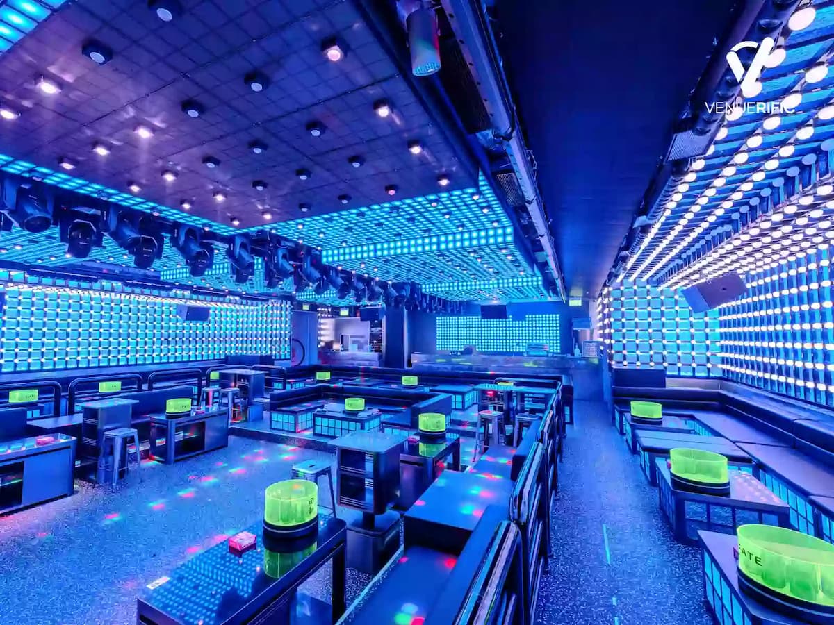 Futuristic LED entertainment venue at FATE by HaveFun featuring immersive LED walls, a programmable ceiling, intelligent lighting, and premium AV systems, perfect for corporate events, product launches, networking parties, live performances, and private celebrations.