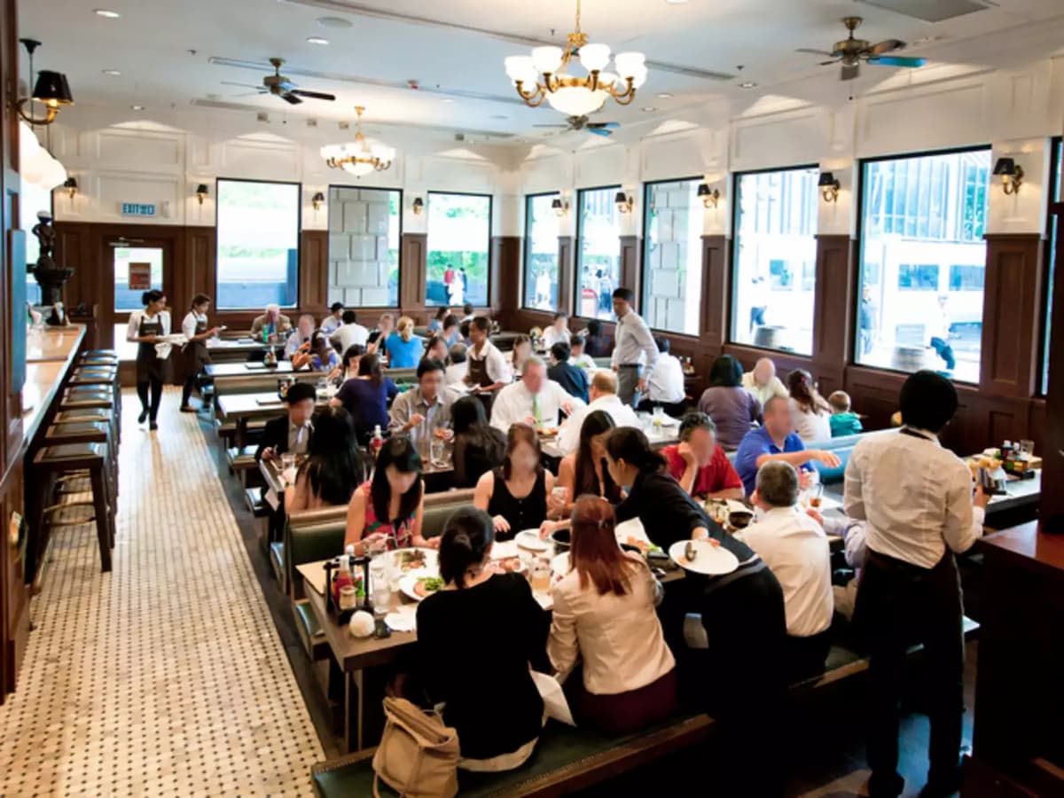 people are enjoying their lunch time with their colleagues