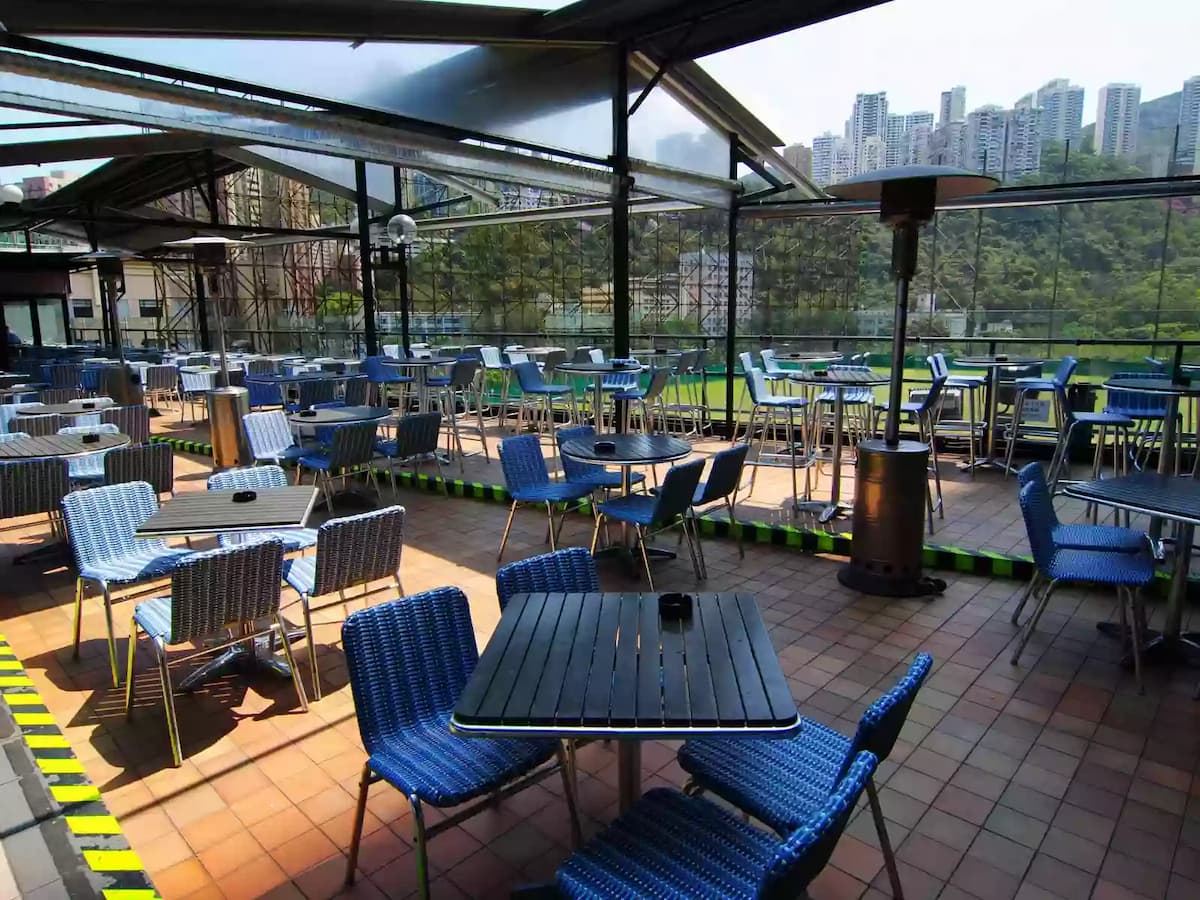 rooftop bar area with alfresco and the view of football stadium