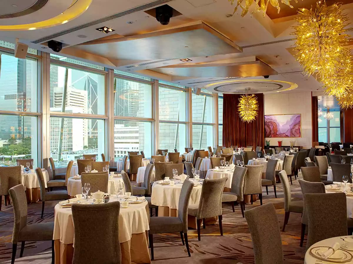 main dining space with floor to ceiling window