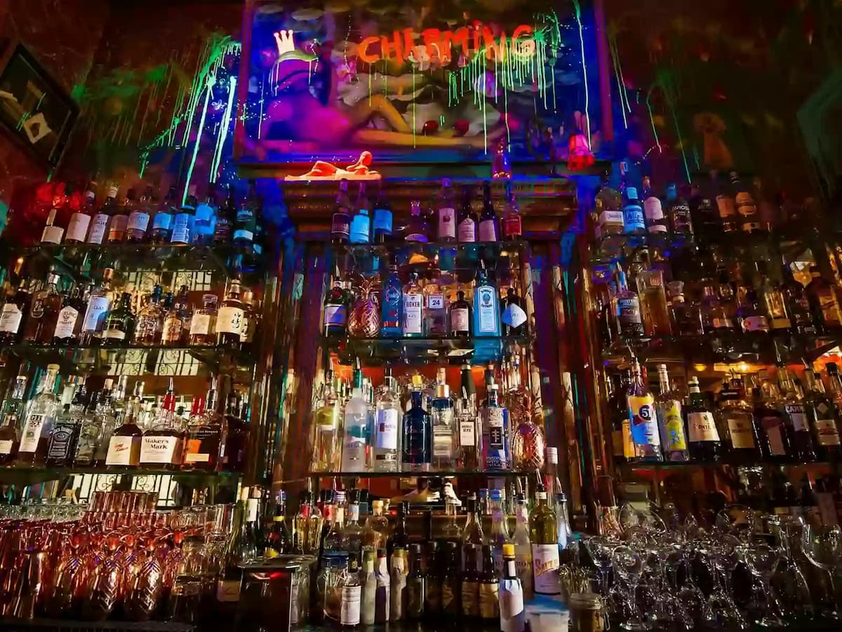 bar with various selection of alcohol drinks and spirits