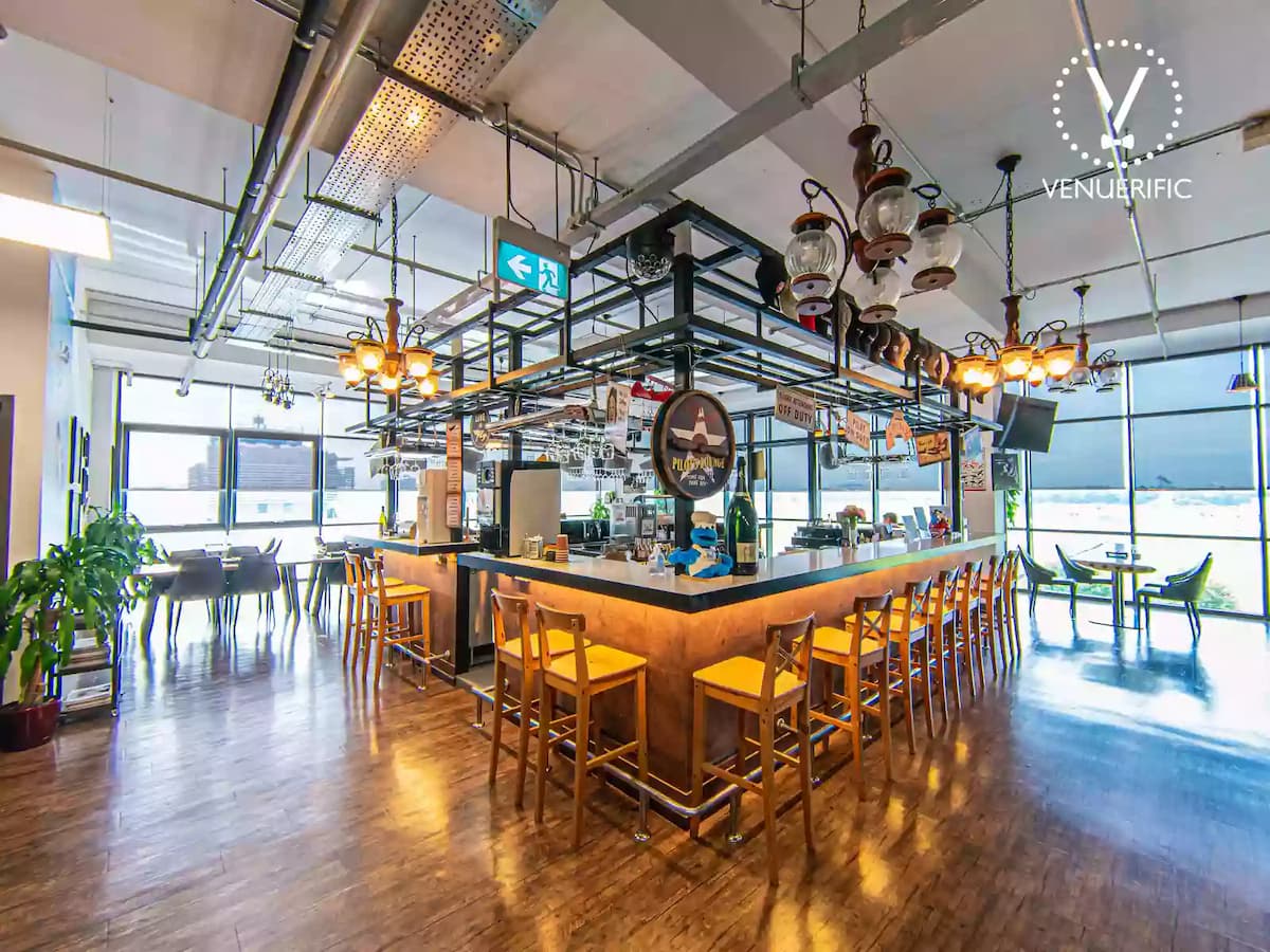 private lounge area with full bar service