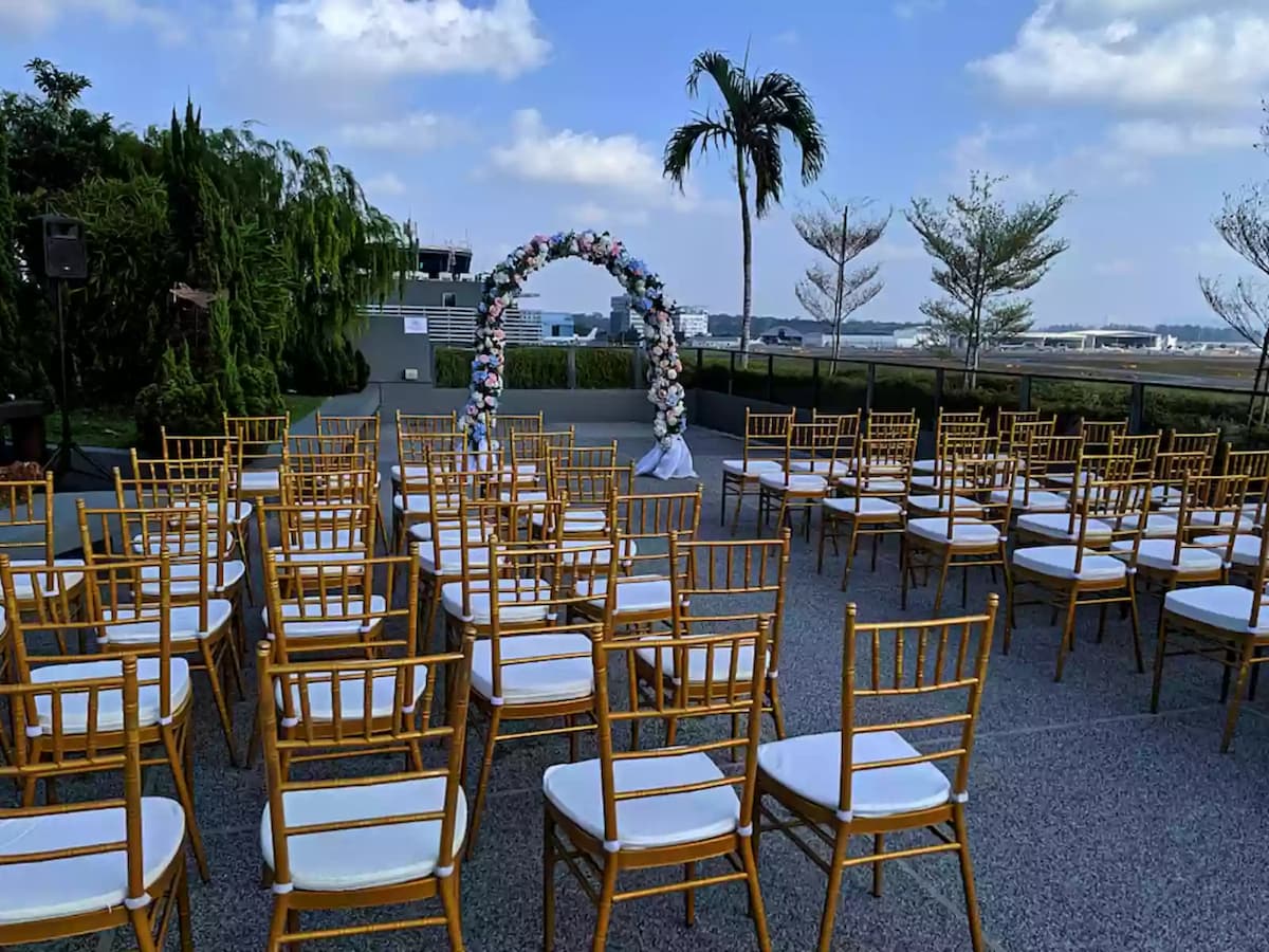 wedding solemnisation setup at the rooftop area