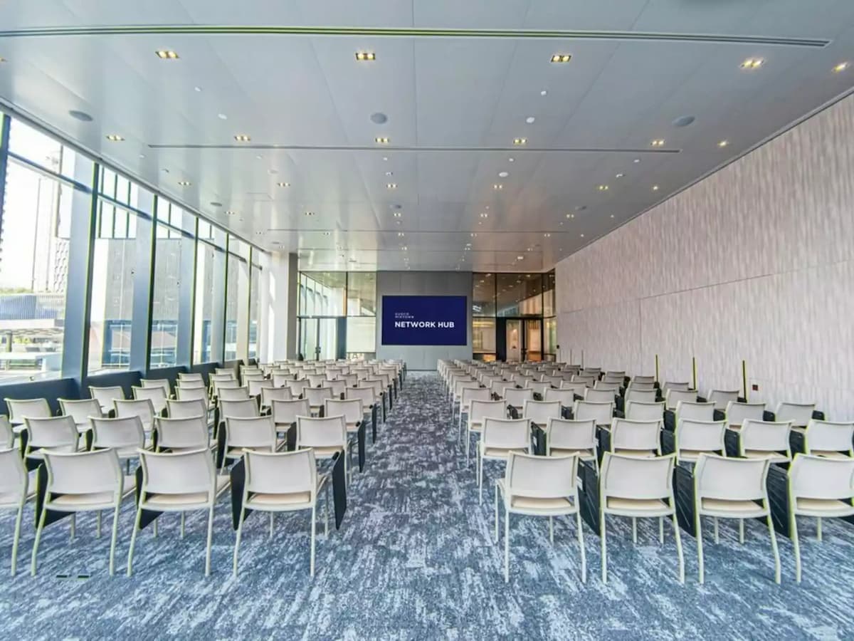 large mice room with large screen in front