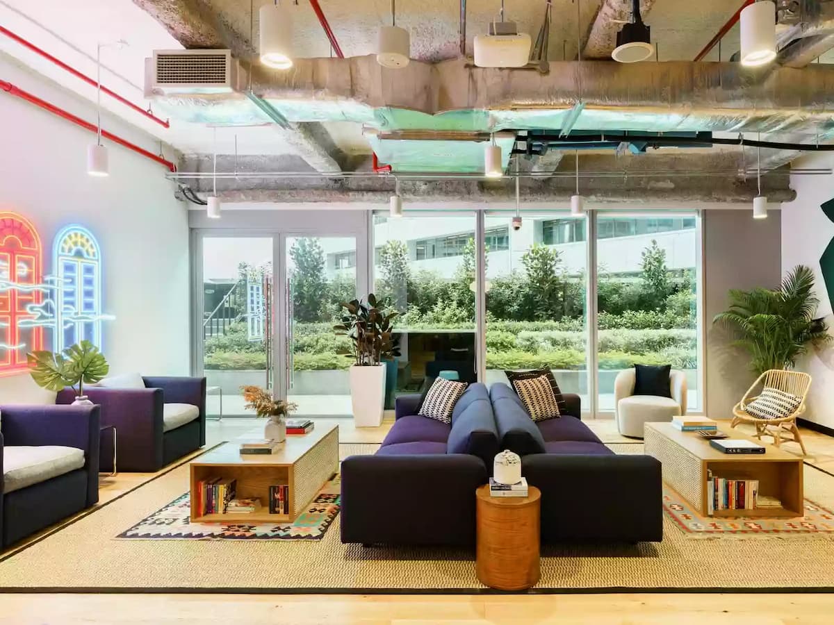 creative event space area with floor to ceiling window