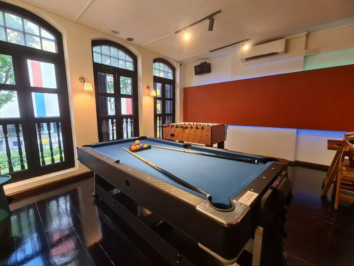 pool table and foosball table room