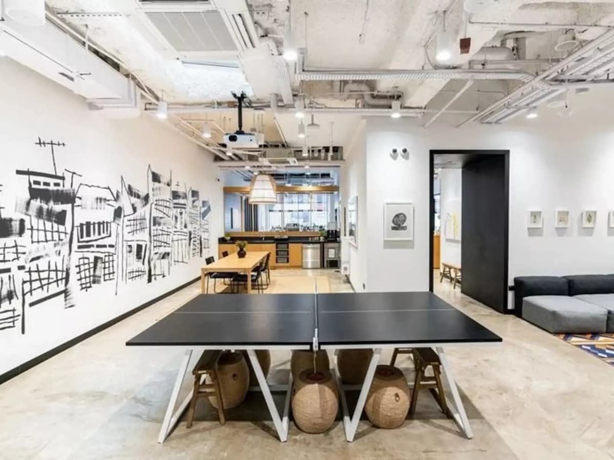 ping pong table with painted wall, private dining