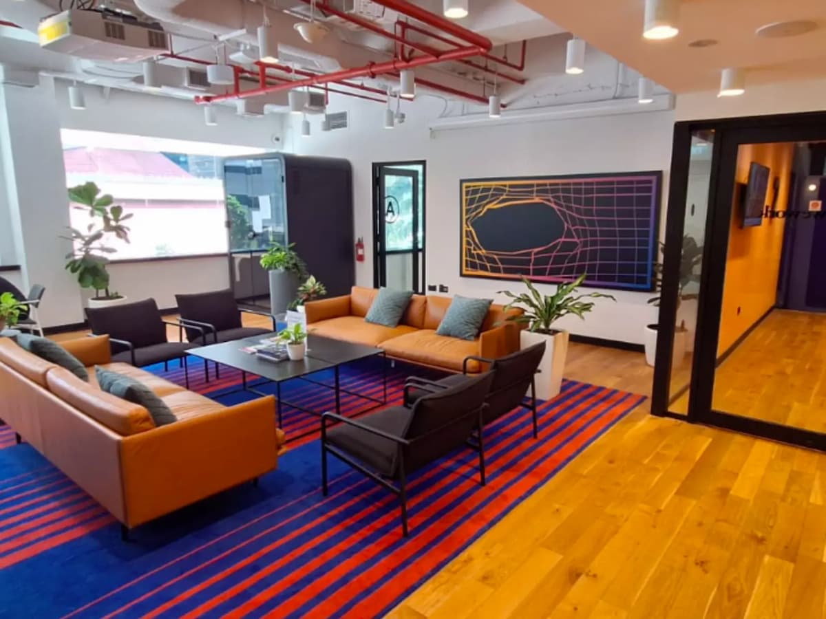 retro carpet in lively sofa office area