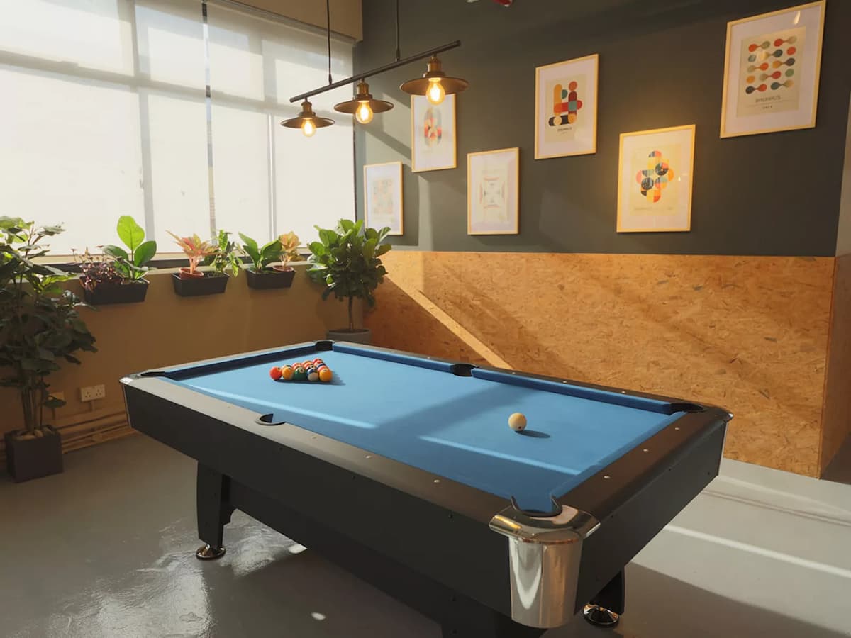 studio event space with large pool table