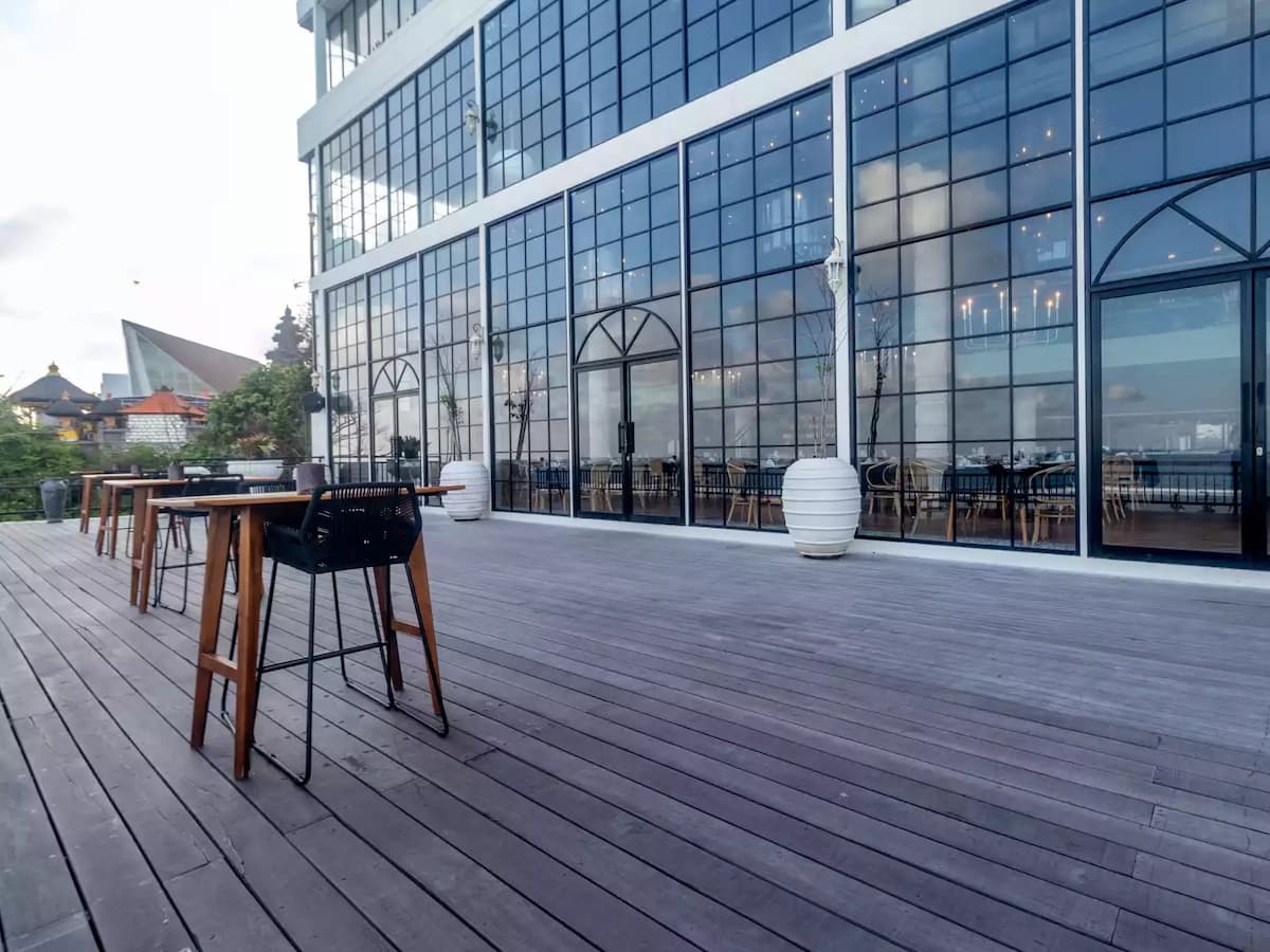 open space with wooden deck
