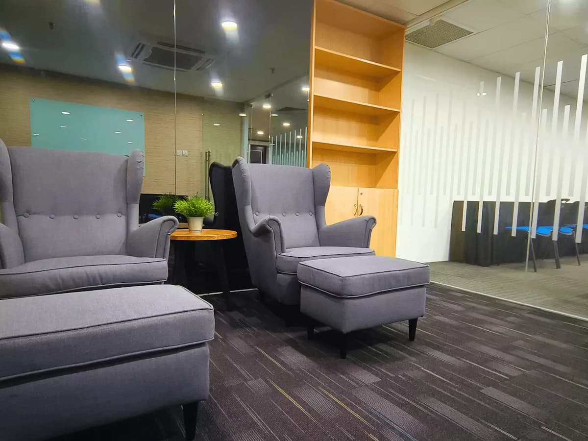 grey armchairs