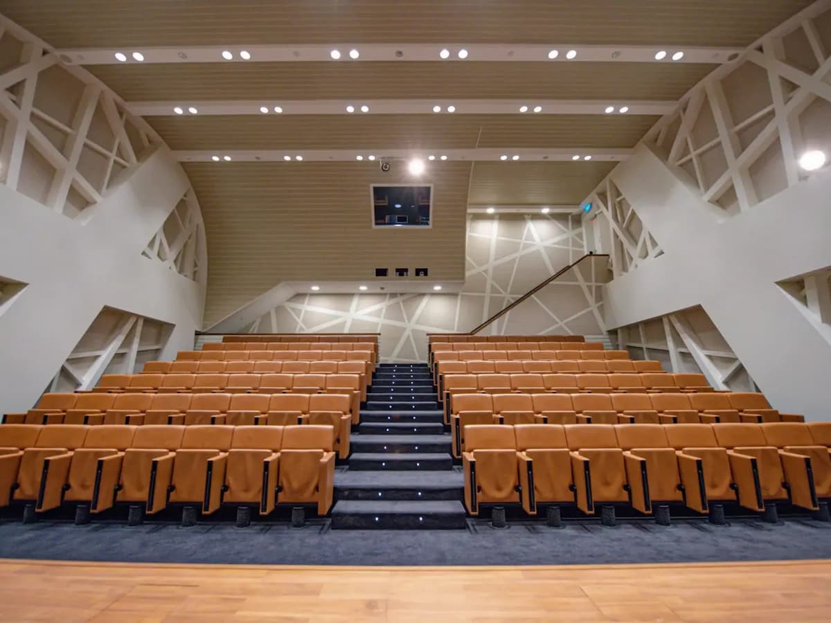 row of orange seating